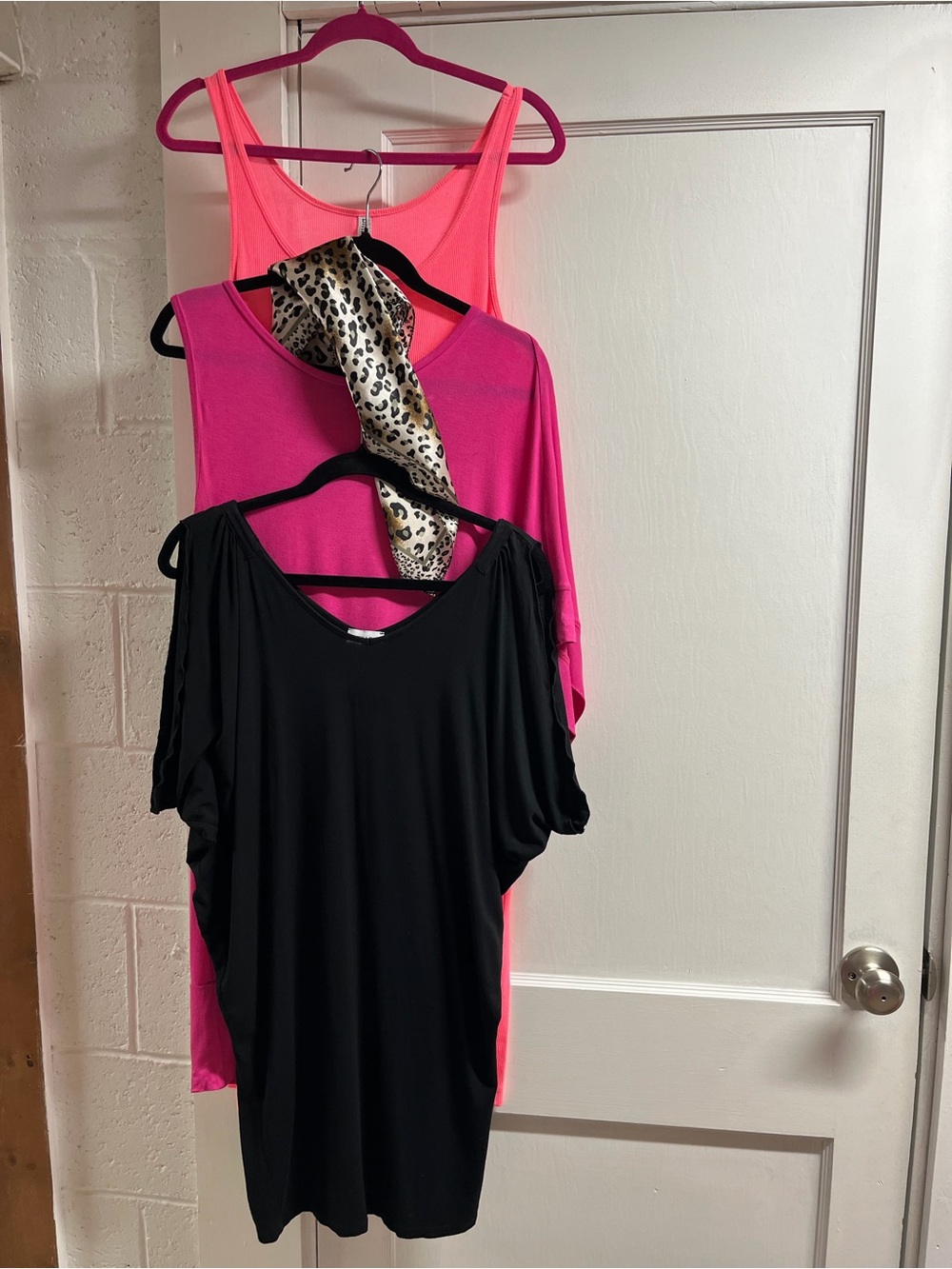 4 pc bundle. Divided Women's tank top in Hot Pink/mini dresses/scarf